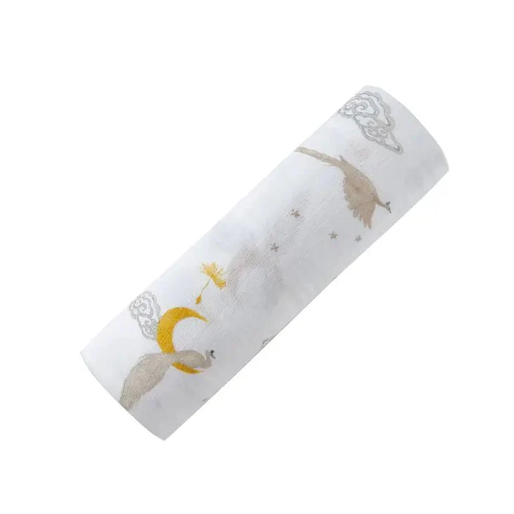 Wild Life Swaddles, Certified Organic Cotton Muslin, Single Enchanted Peacock