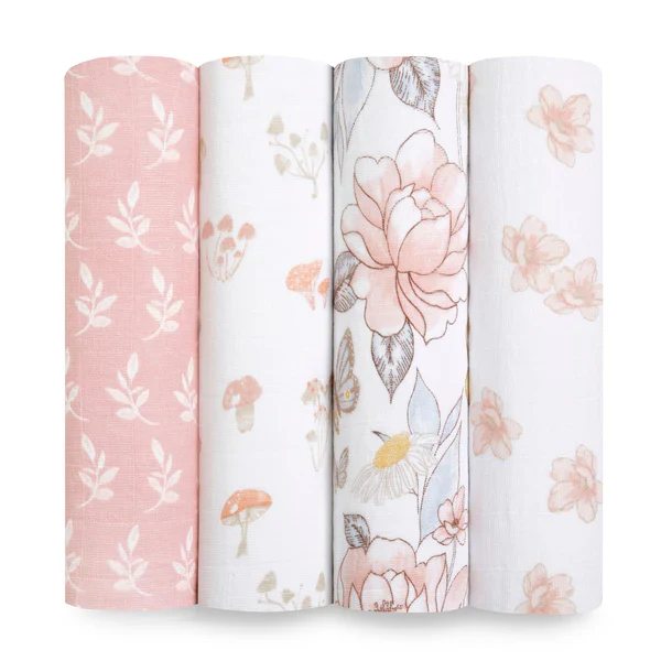 Aden & Anias organic cotton muslin swaddle blanket 4 pack - Image 3