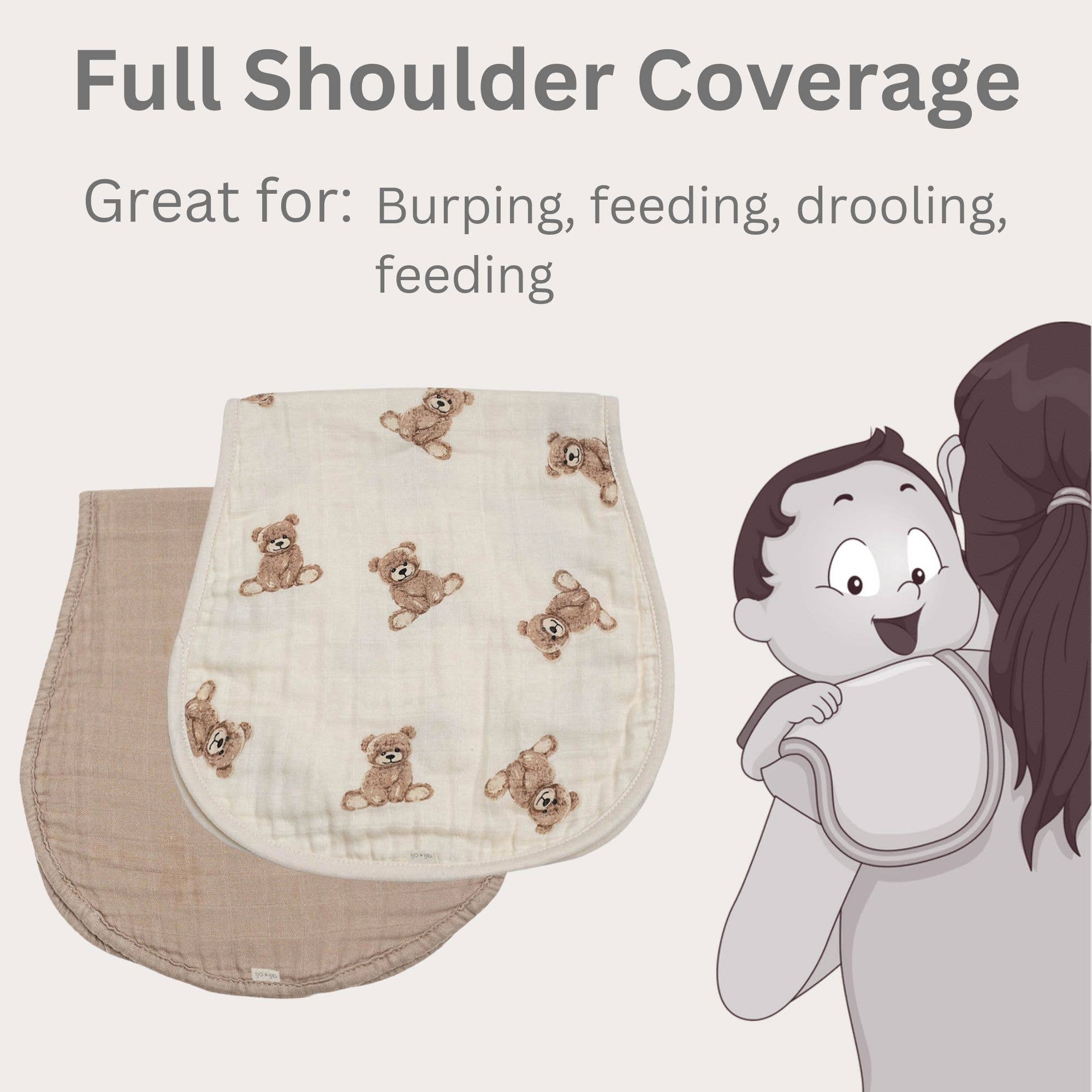 Bamboo Muslin Burp Cloth Set 2-Pack (Teddy/Taupe) - Image 4