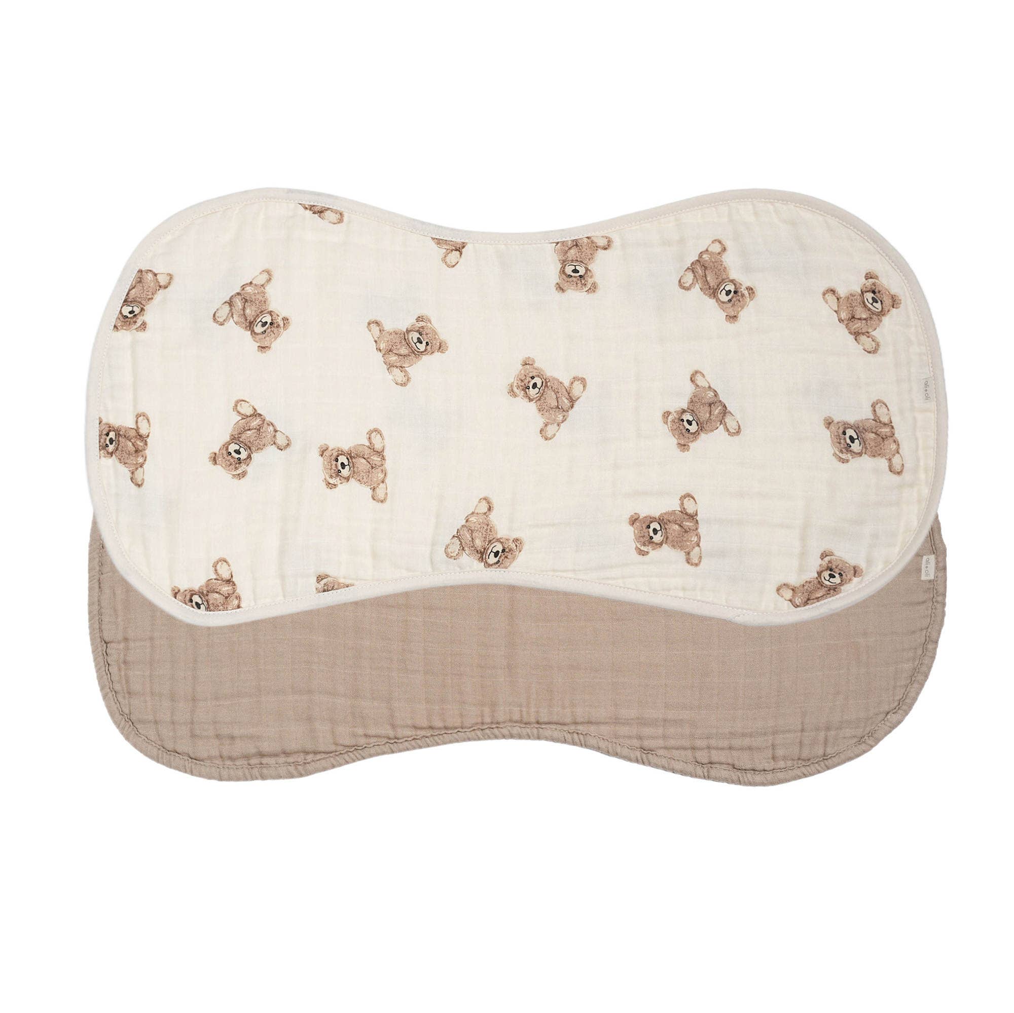 Bamboo Muslin Burp Cloth Set 2-Pack (Teddy/Taupe) - Image 5