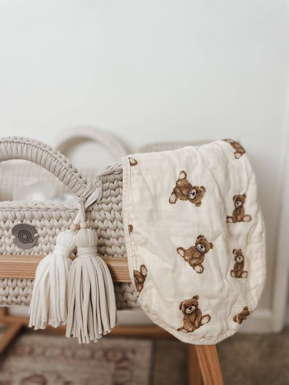Bamboo Muslin Burp Cloth Set 2-Pack (Teddy/Taupe) - Image 6