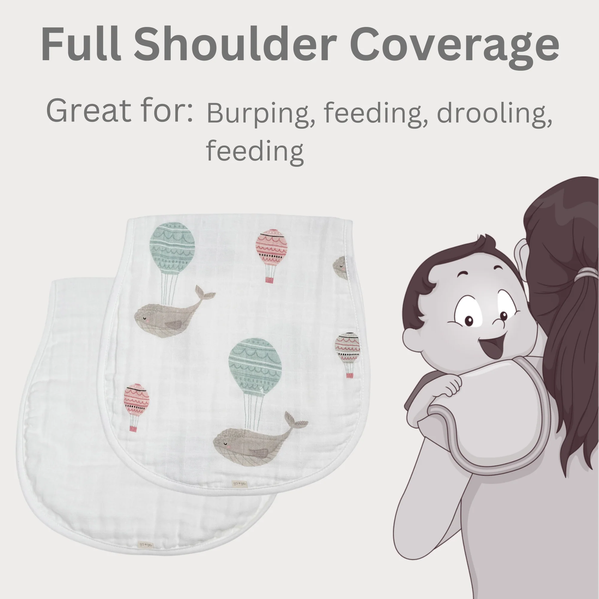 Bamboo Muslin Burp Cloth Set 2-Pack (Whale/White) - Image 3