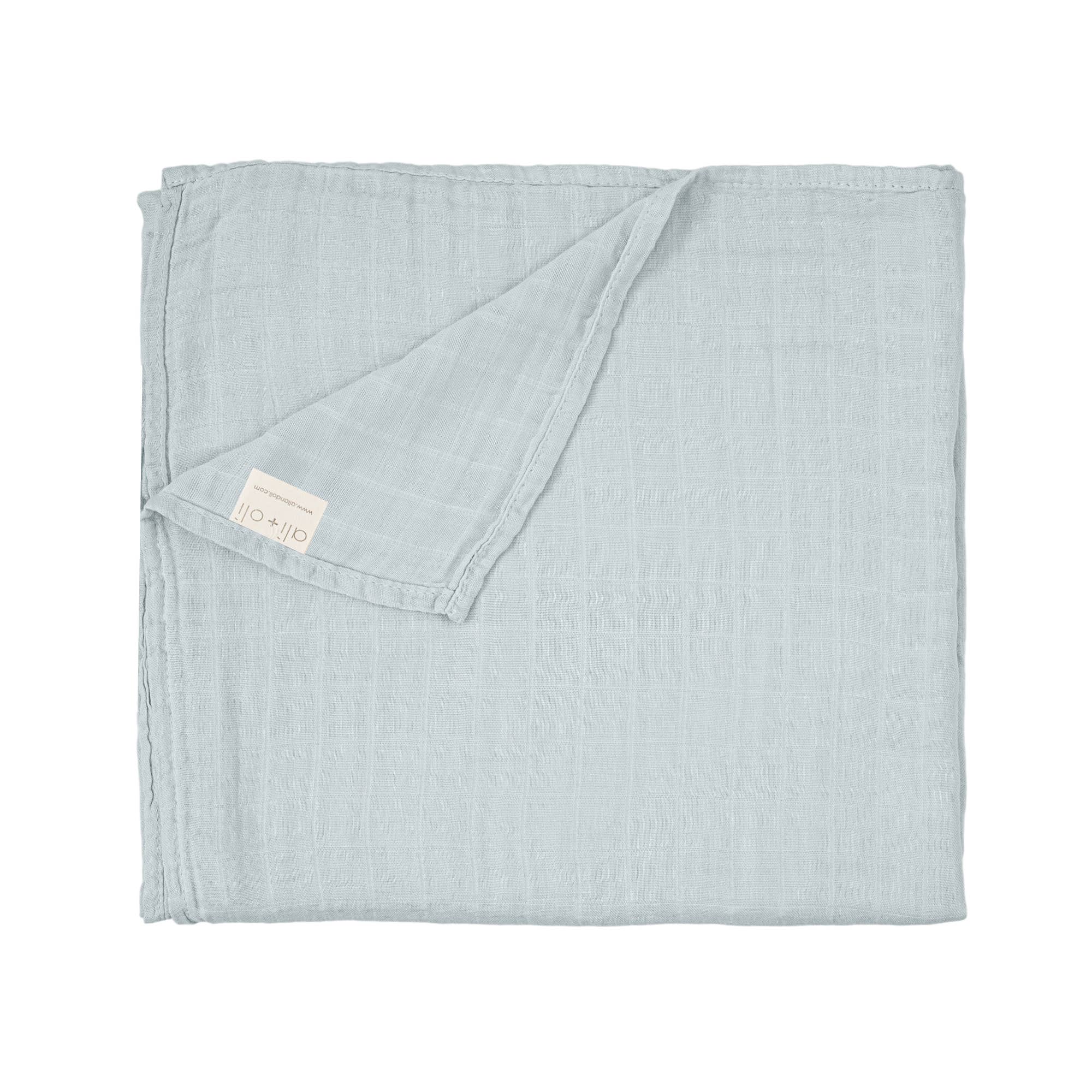 Bamboo Muslin Swaddle Blanket (Misty Sky) - Image 2