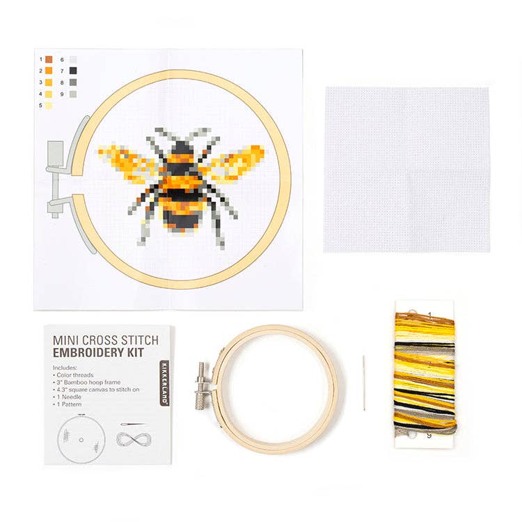 Bee Mini Cross Stitch Embroidery Kit - Image 2
