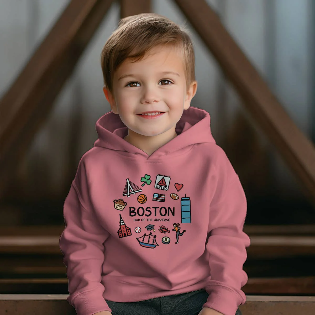 Boston Doodles Icons Massachusetts Toddler Unisex Hoodie - Image 6