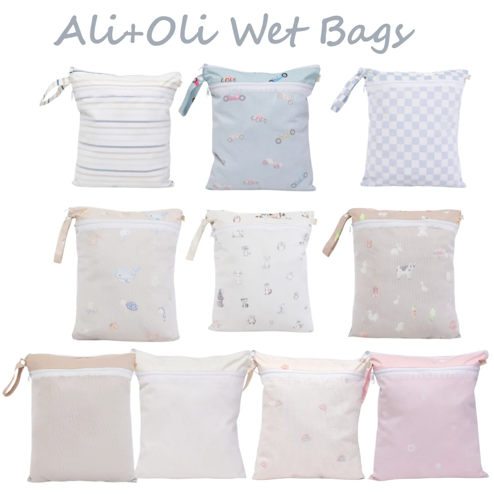 Dual-Compartment Wet/Dry Bag with Mesh Pocket (Blue Checker) - Image 3