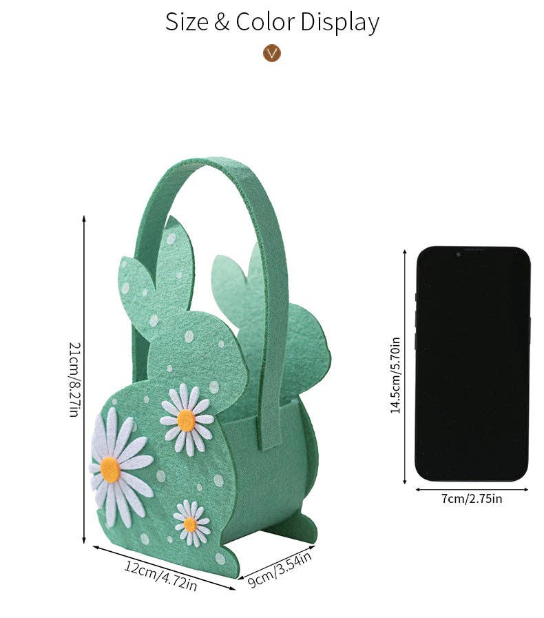 Easter Bunny 3D Felt Basket Cute Rabbit Tote Bag - Image 4