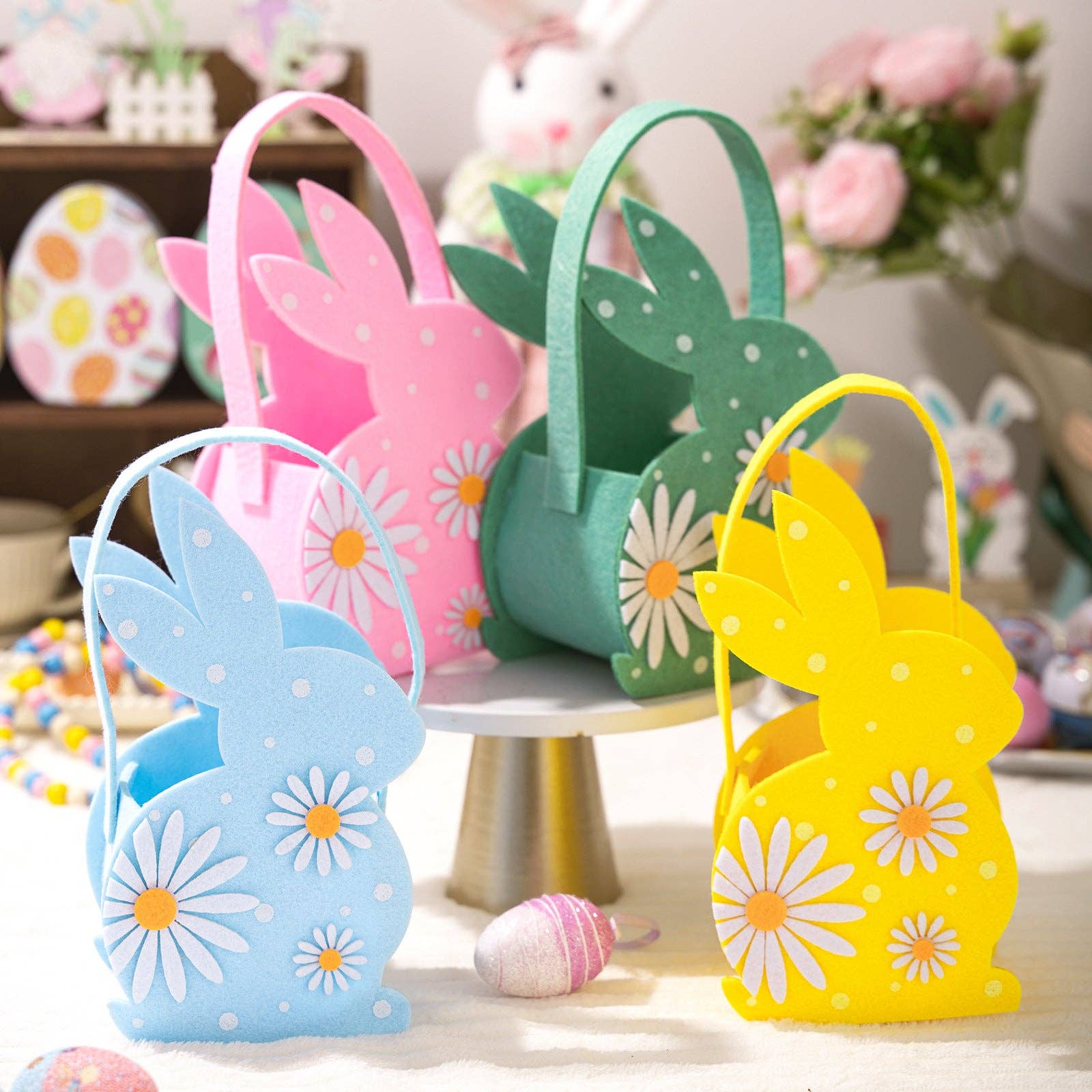 Easter Bunny 3D Felt Basket Cute Rabbit Tote Bag - Image 5