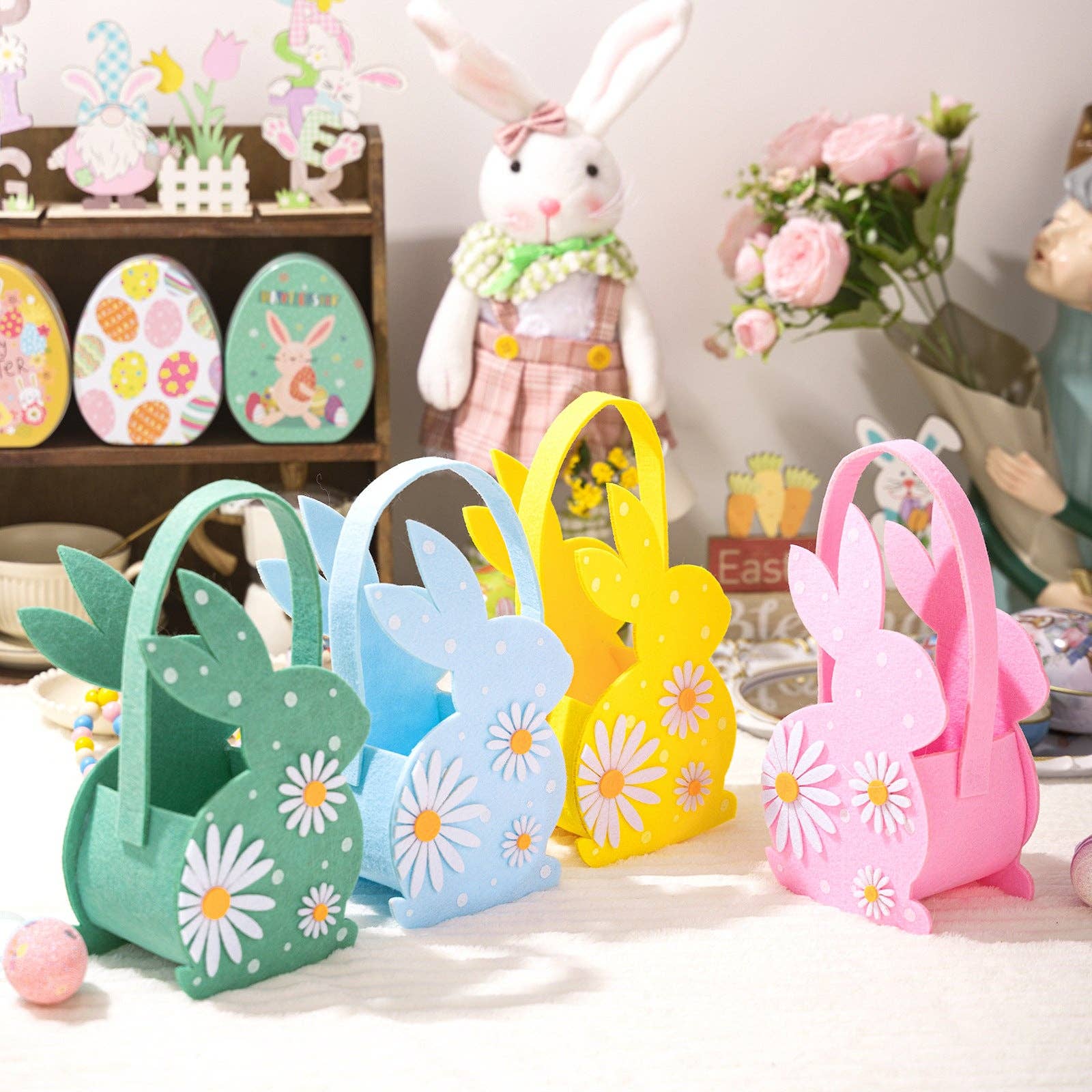 Easter Bunny 3D Felt Basket Cute Rabbit Tote Bag - Image 7