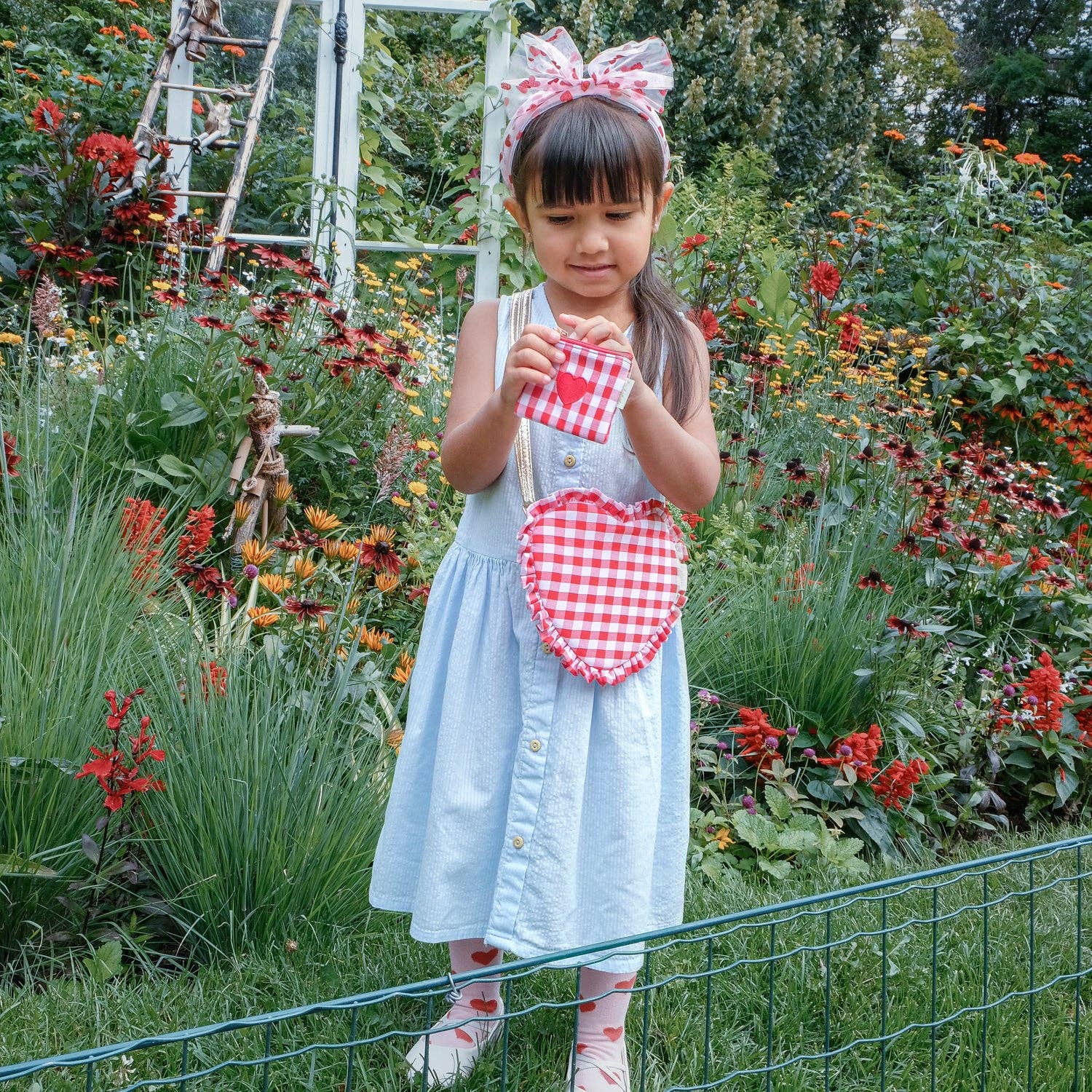 Gingham Ruffle Love Heart Bag - Image 3