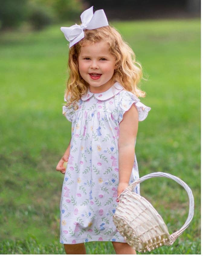 Girl's Float dress Easter floral with Bunnies