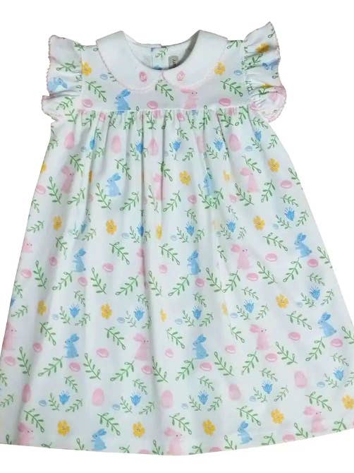Girl's Float dress Easter floral with Bunnies - Image 3