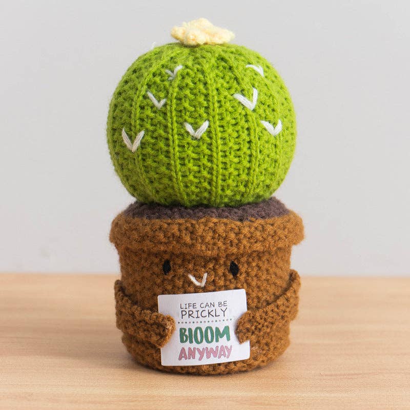 Handmade Plush Cactus Decor with Positive Energy Card - Image 7