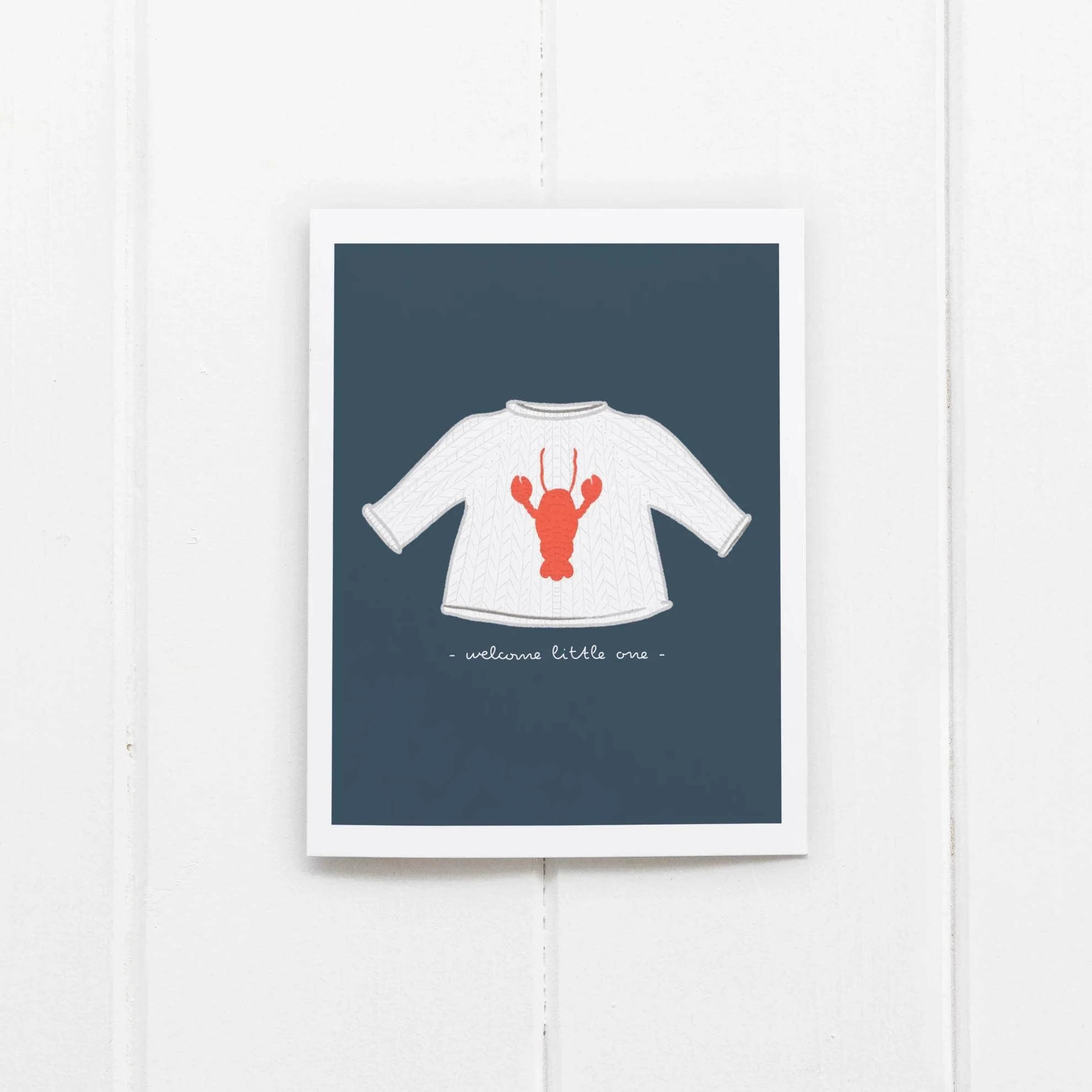 Lobster Sweater Welcome Little One Greeting Card - Image 2