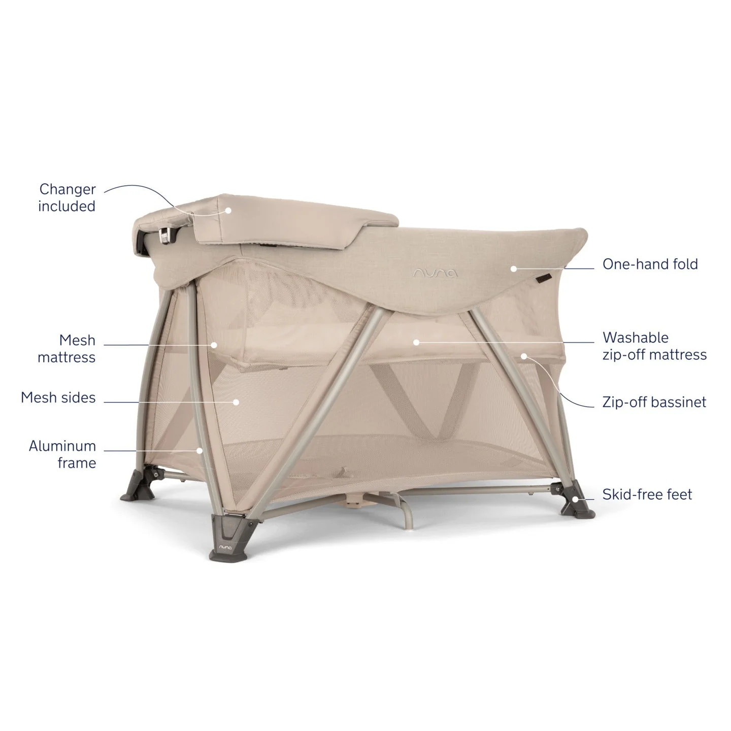 Nuna SENA Aire Playard with Zip-Off Bassinet + Changer - Image 23