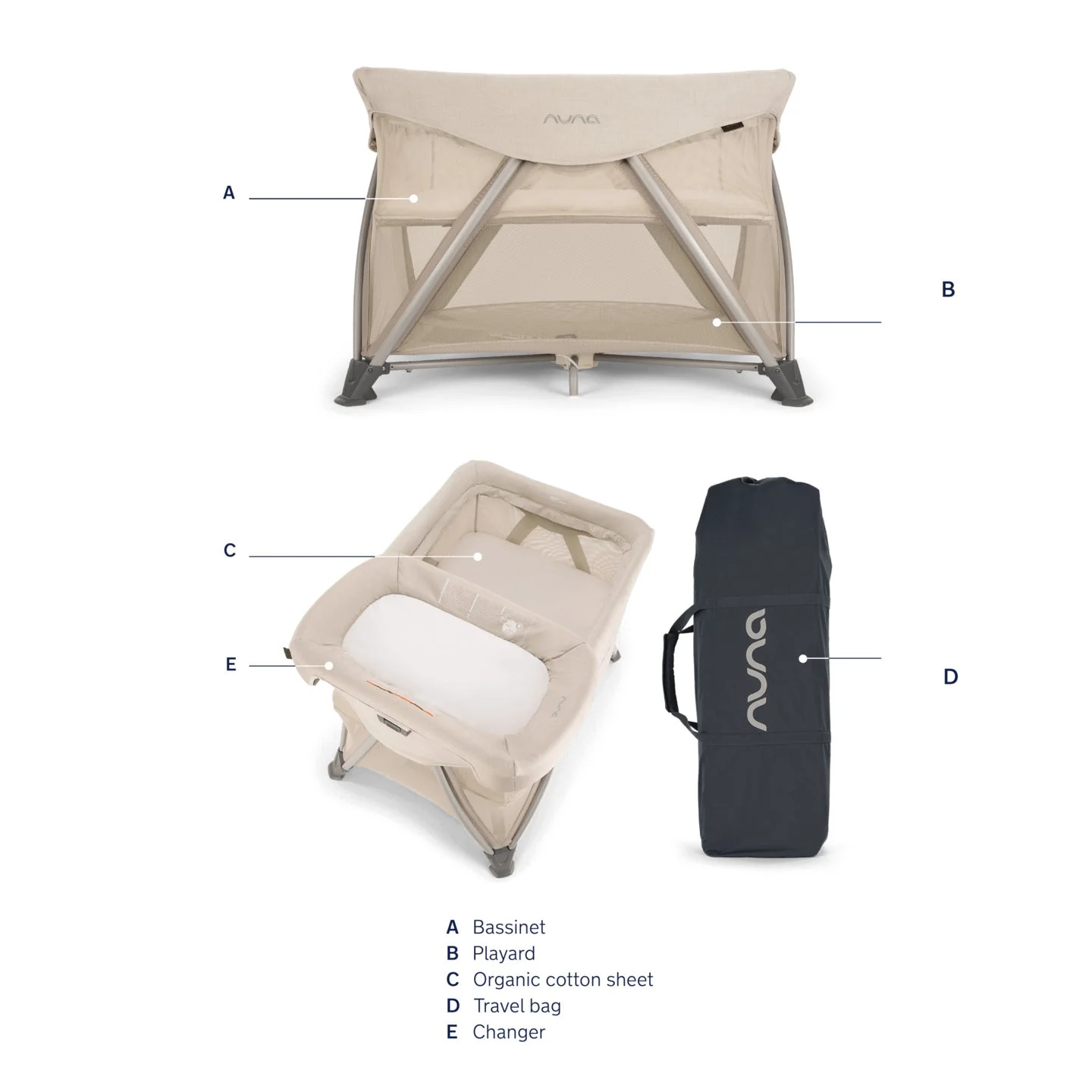 Nuna SENA Aire Playard with Zip-Off Bassinet + Changer - Image 25