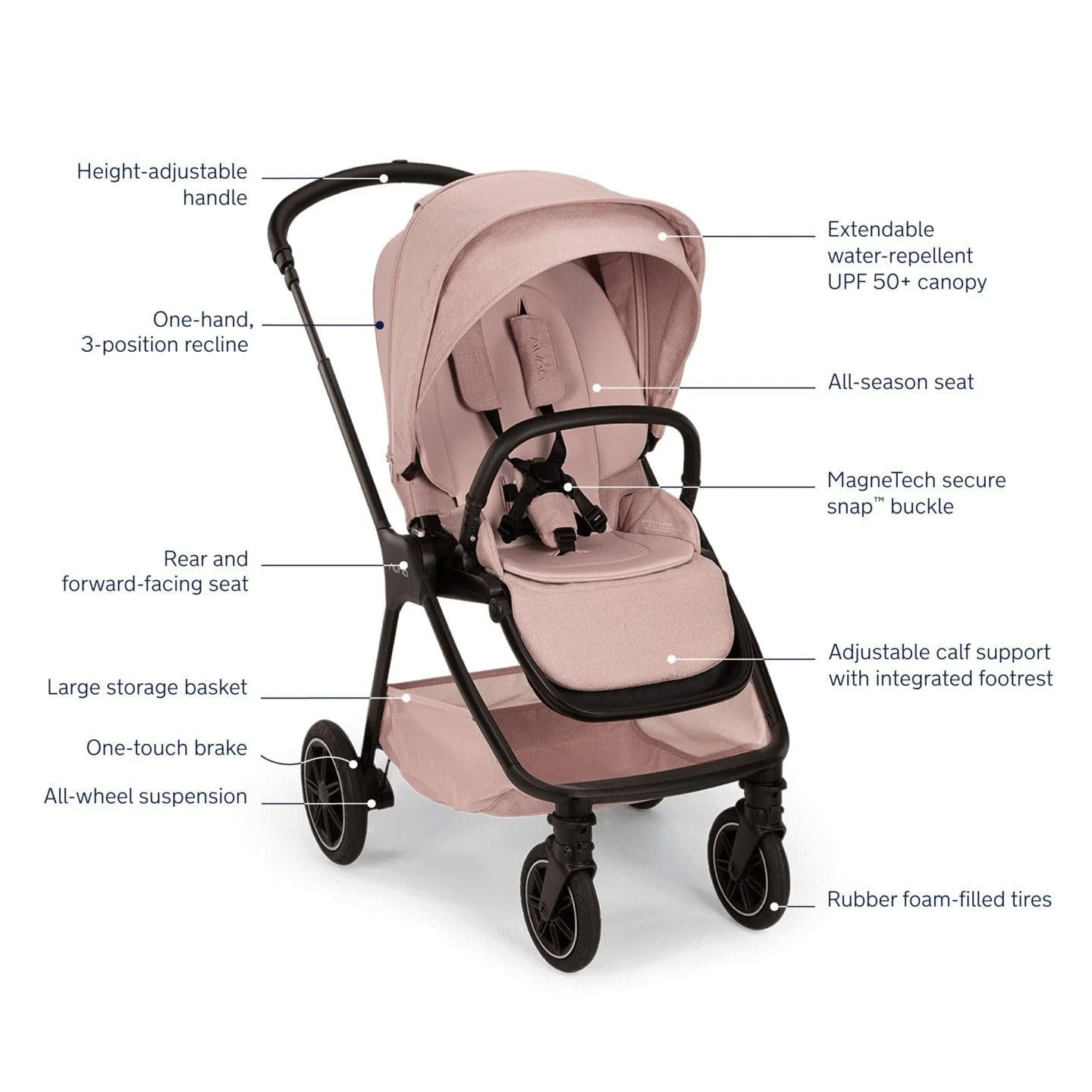 Nuna TRIV Next Stroller with Magnetic Buckle | Thistle Collection - Image 2