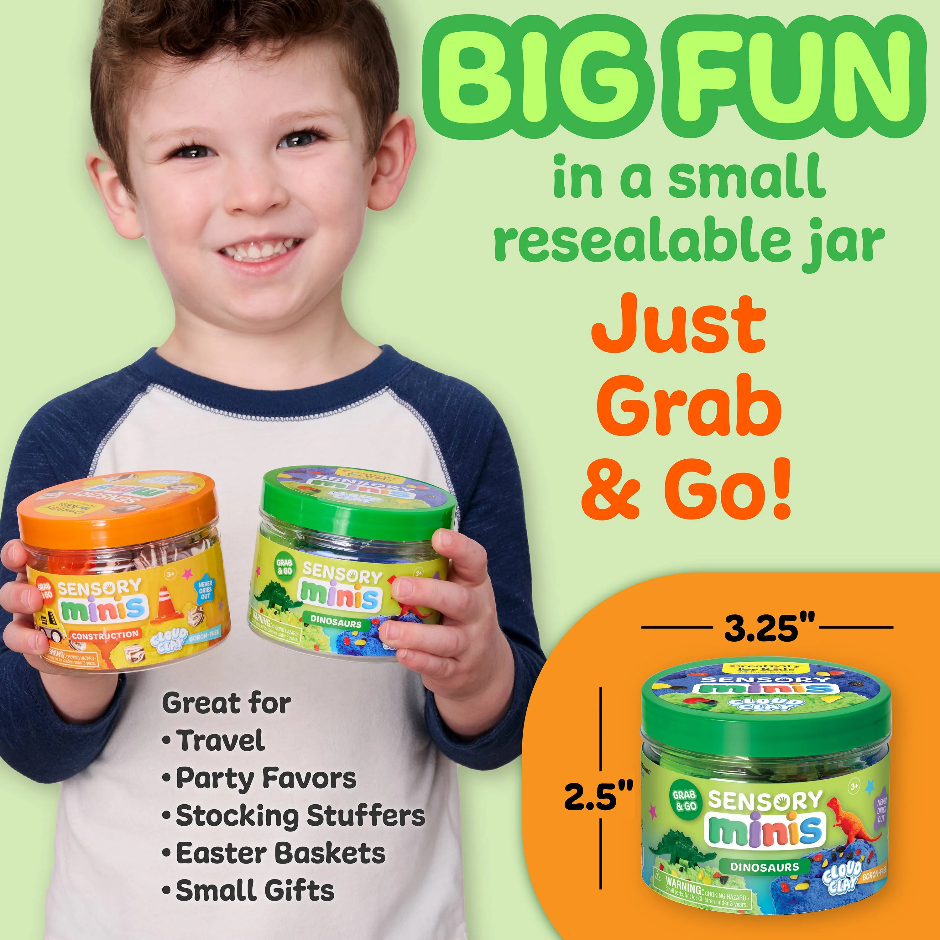 Sensory Mini Play Kit Jar with Cloud Clay: Dinosaur Theme - Image 6