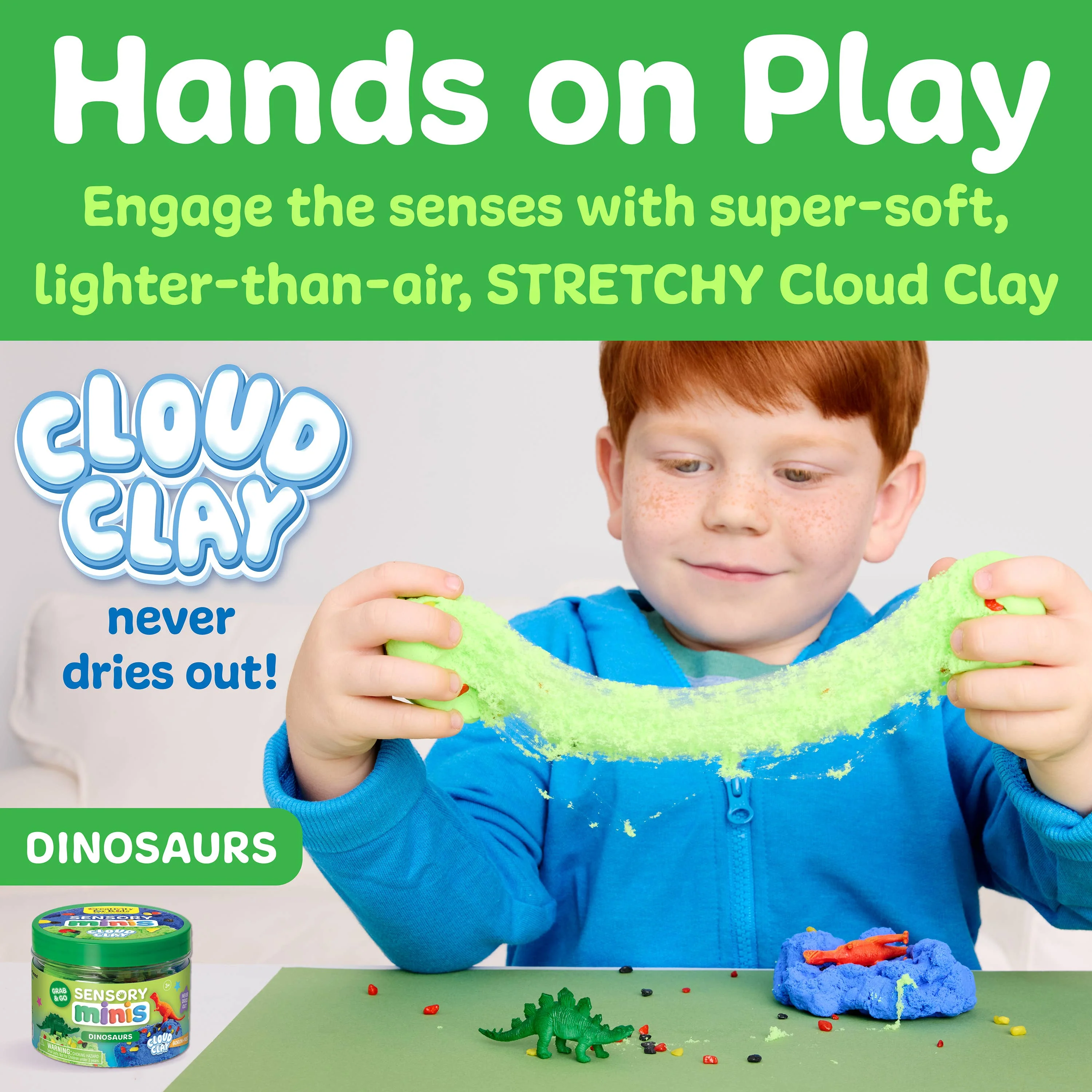 Sensory Mini Play Kit Jar with Cloud Clay: Dinosaur Theme - Image 7