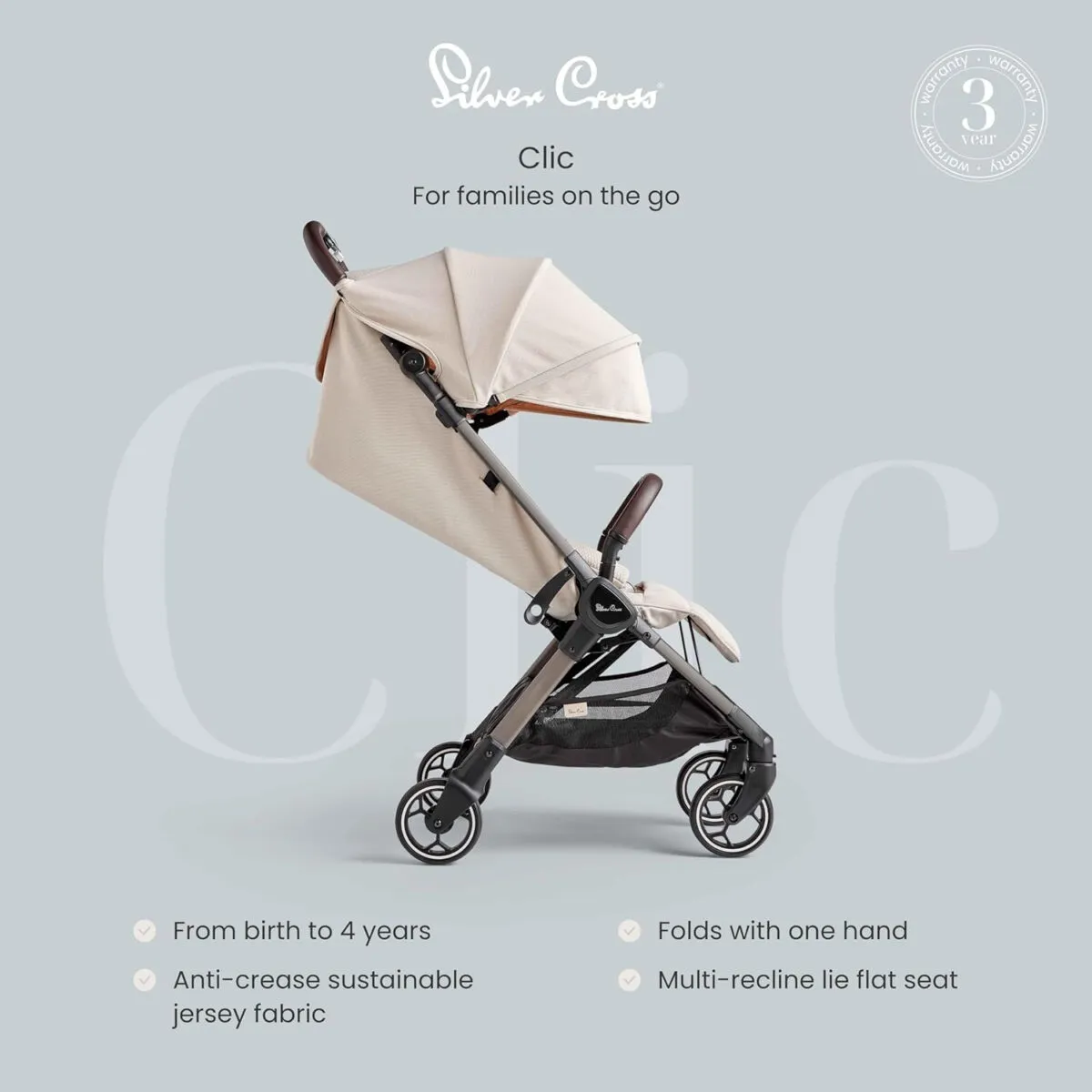Silver Cross Clic Compact Lightweight Stroller - Image 5