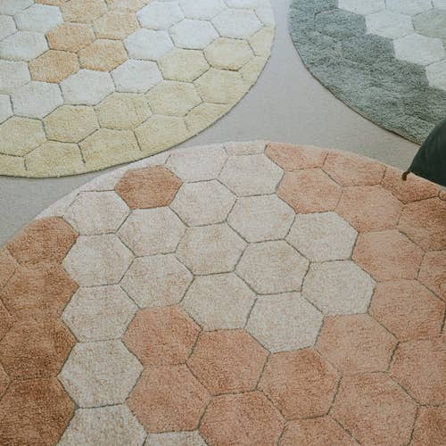Washable rug Round Honeycomb Rose - Image 3