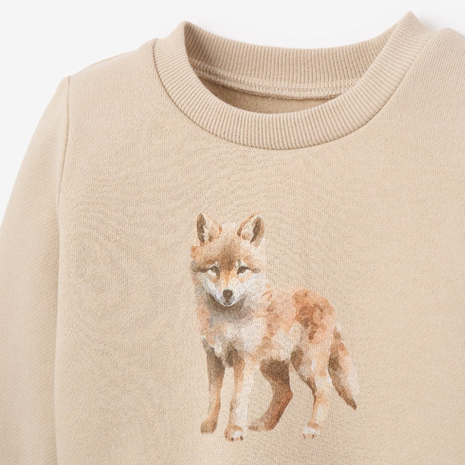Wolf Printed Organic Fleece Sweatshirt + Cargo Pant Set - Image 2