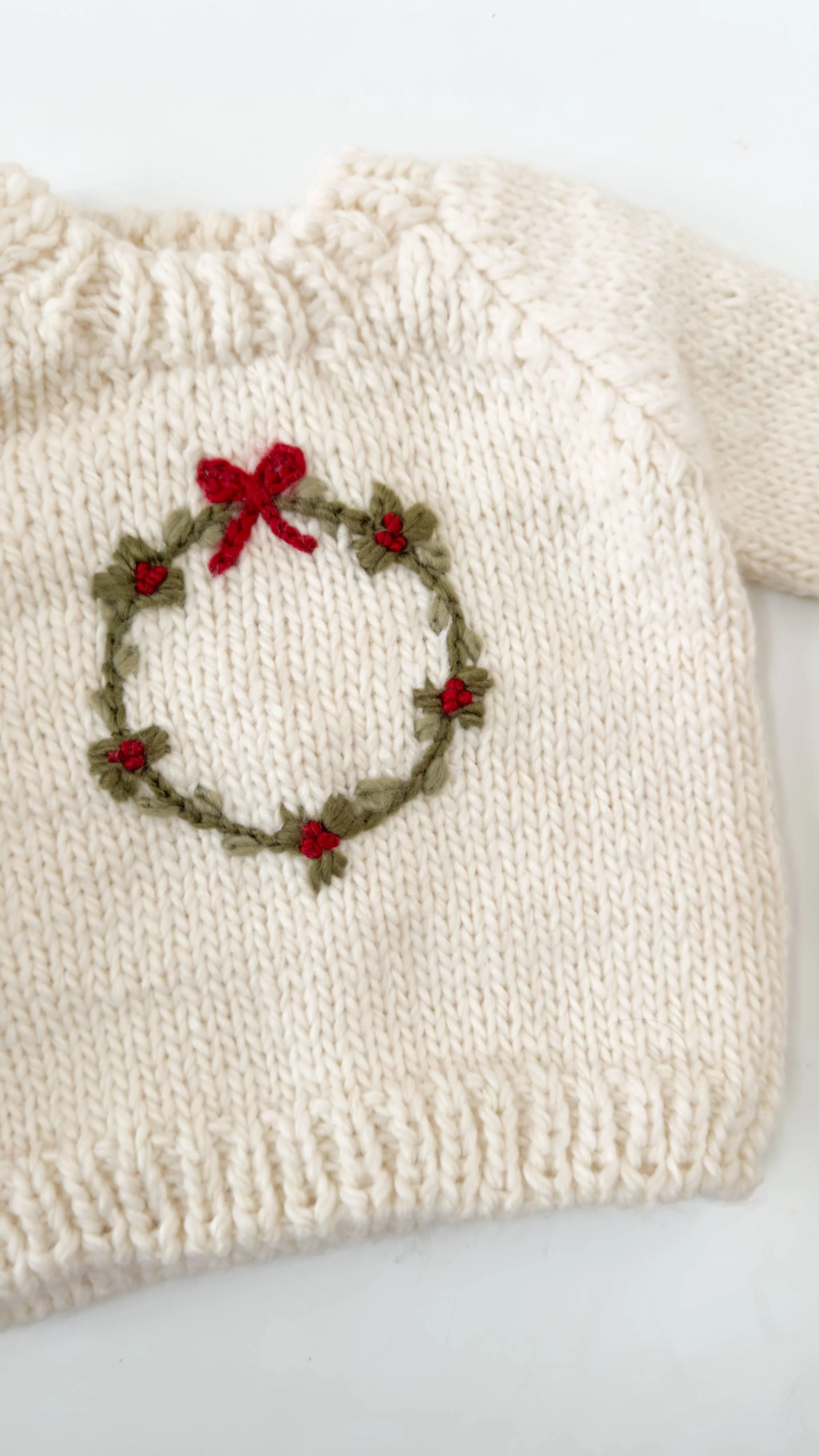 Wreath Sweater Baby Kid Christmas Holiday Bow - Image 3