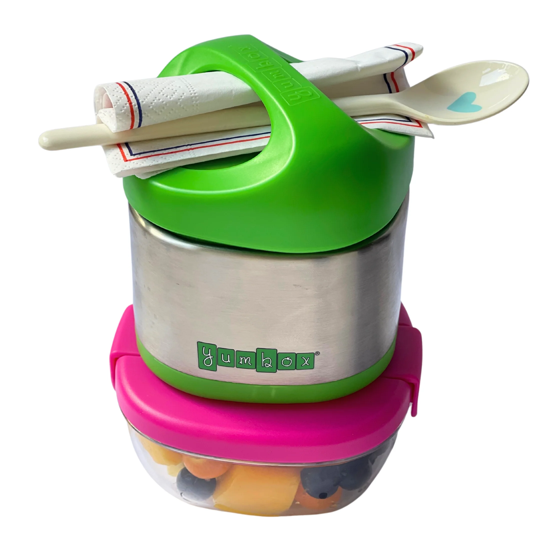 Yumbox Cubi Thermal Food Jar for Kids - Easy Carry and Open Lid 10 oz - Apple Green - Image 5