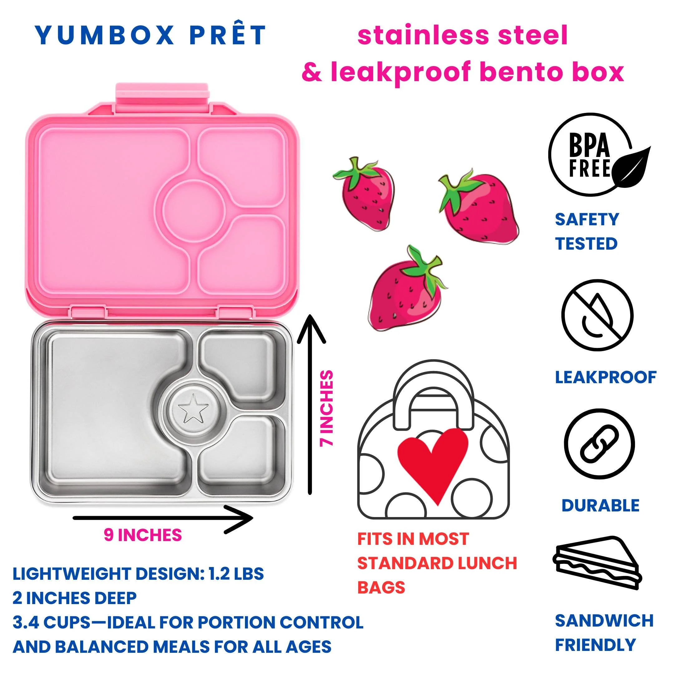 Yumbox PrĂȘt â Leakproof Stainless Steel Bento - Versailles Pink - Image 3